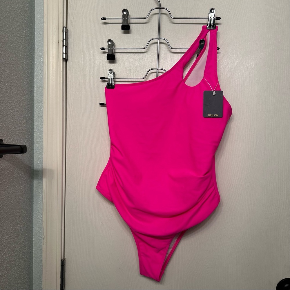 Hot Pink One-Shoulder Swimsuit Size L